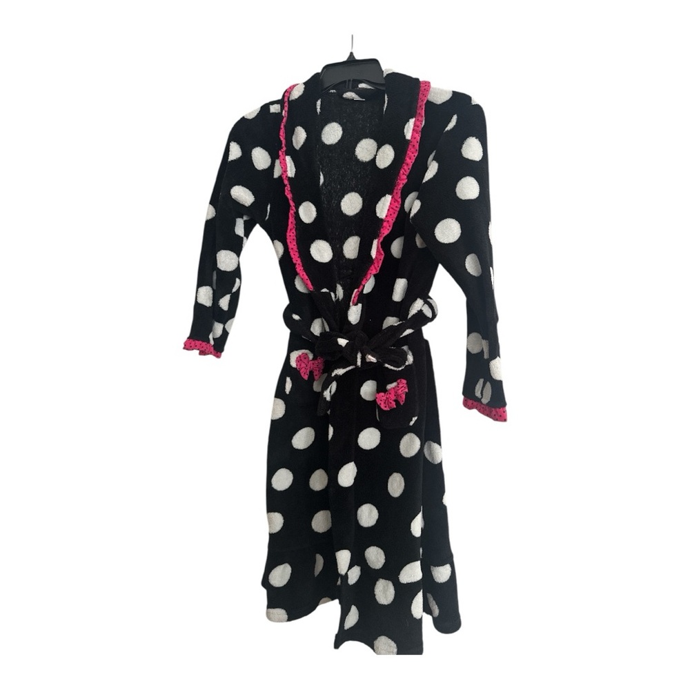 Girls Polka Dot Fleece Bathrobe